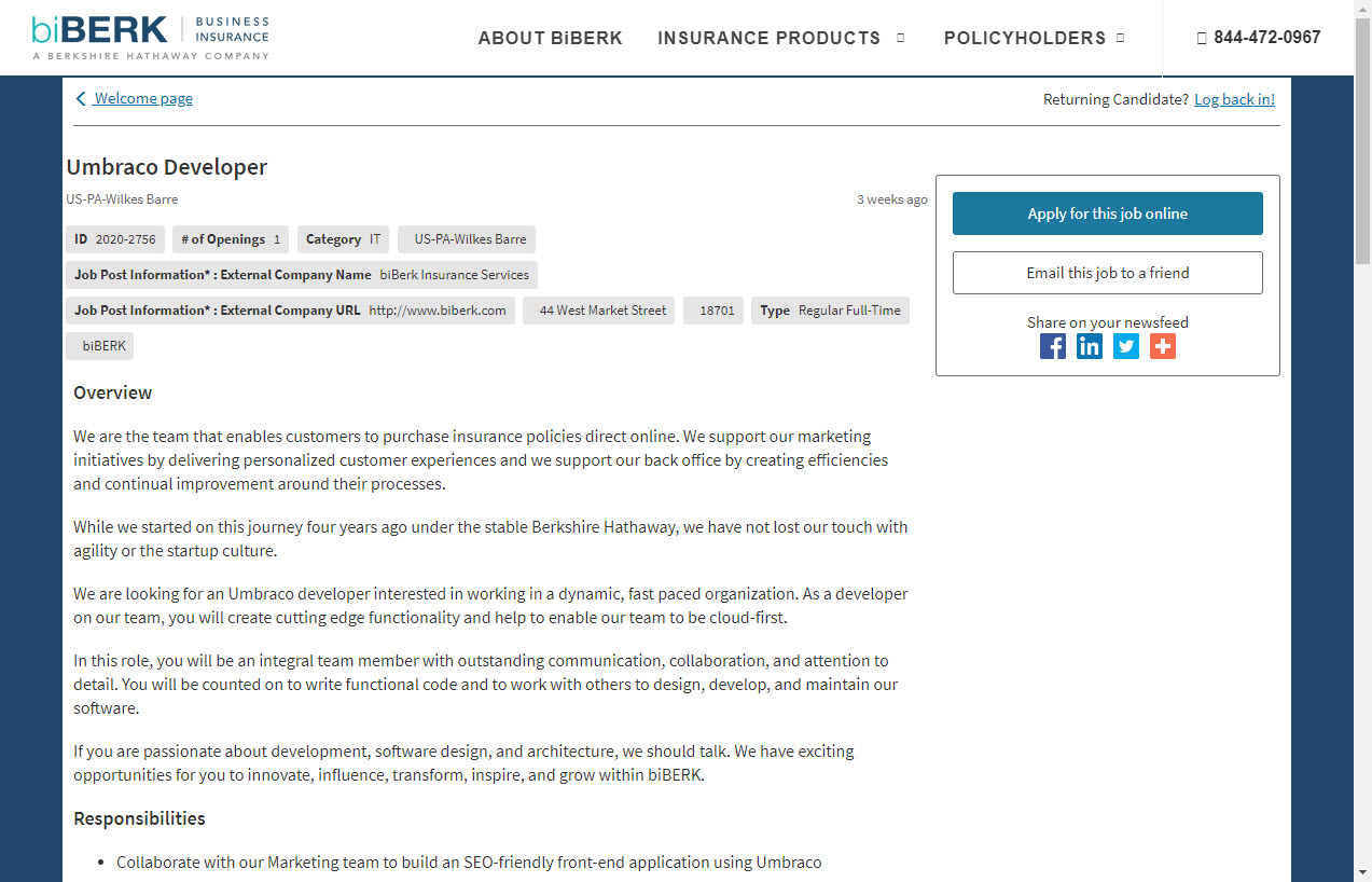Umbraco Developer Opening